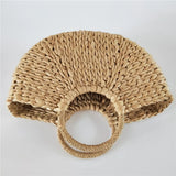 Straw Round Bucket Bag Semicircle Woven Basket Rattan Handbag