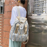Women's Vertical Strip Schoolbag Outdoor Travel Backpack