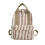 Women's Vertical Strip Schoolbag Outdoor Travel Backpack