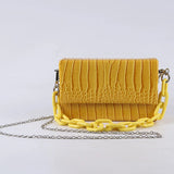Crocodile Pu Acrylic Chain Buckle Shoulder Bag for Women