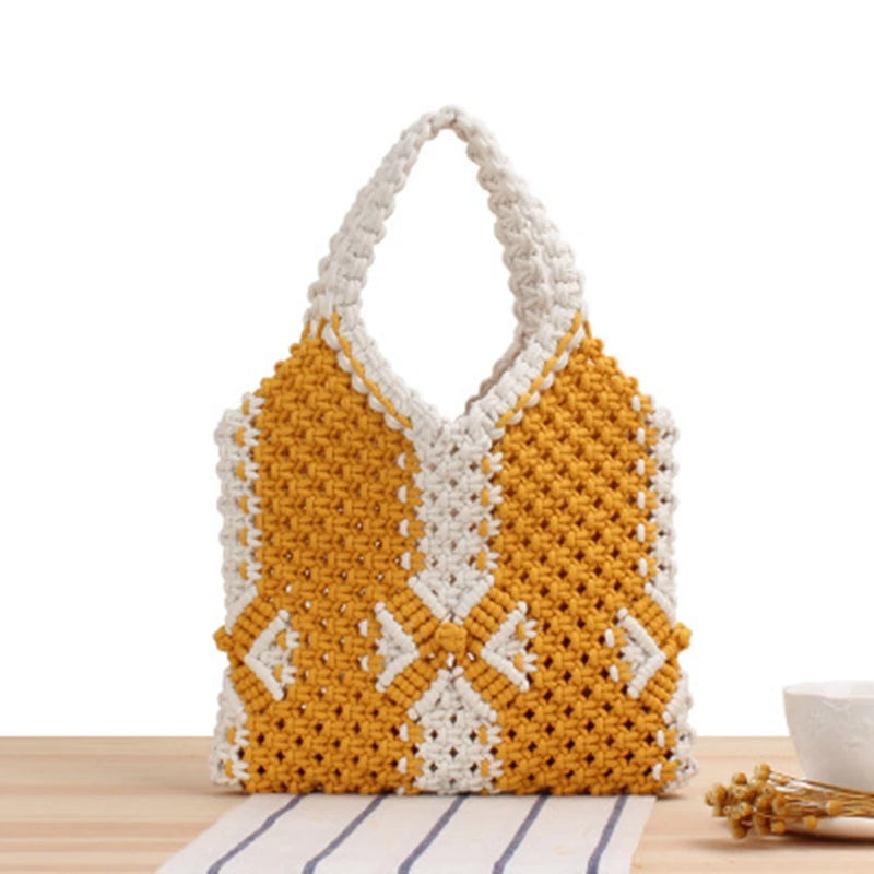 Woven Cotton Rope Handbag College Wind Net Bag