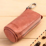Vintage Leather Key Case with Zipper