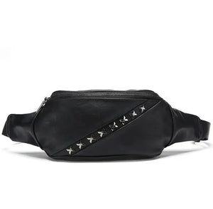 Men's Leather Belt Bag Rivet Messenger Multi-function Small Bag