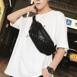 Men's Leather Belt Bag Rivet Messenger Multi-function Small Bag
