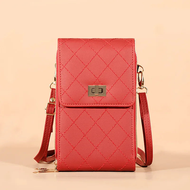 Women's Long Clutch Purse Lock Buckle Zipper Shoulder Bag