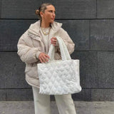 Suede Large Tote Bag Women Handbag Embroidered High-Capacity Shoulder Bag