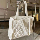 Suede Large Tote Bag Women Handbag Embroidered High-Capacity Shoulder Bag