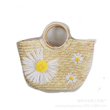 Small Daisy Embroidery Straw Beach Bag