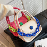 Acrylic Thick Chain Women's Bag Stitching Contrast Shoulder Bag