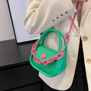 Acrylic Thick Chain Women's Bag Stitching Contrast Shoulder Bag