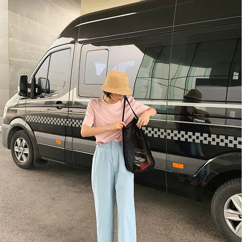 Transparent Gauze Shoulder Bag Light Shopping Bag Beach Handbag