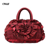 Silk Cloth Handbag Women's Handle Bag with Flowers