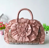 Silk Cloth Handbag Women's Handle Bag with Flowers