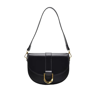 Semicircle Saddle Bag PU Leather Handbags Underarm Small Round Bag