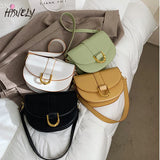 Semicircle Saddle Bag PU Leather Handbags Underarm Small Round Bag