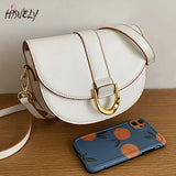 Semicircle Saddle Bag PU Leather Handbags Underarm Small Round Bag