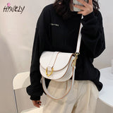 Semicircle Saddle Bag PU Leather Handbags Underarm Small Round Bag