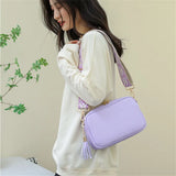 Orange Leather Crossbody Bag For Female Portable Casual Hobos Chest