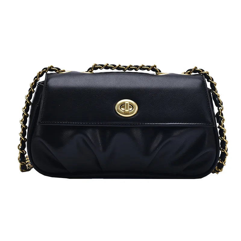 Urban One-Shoulder Chain Fold Cloud Messenger Lady Bag