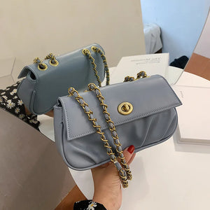 Urban One-Shoulder Chain Fold Cloud Messenger Lady Bag