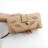 Women's Leaf Hollow Zipper Wallet Phone Bag Hand Bag Zero Wallet