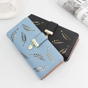 Women's Leaf Hollow Zipper Wallet Phone Bag Hand Bag Zero Wallet