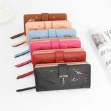 Women's Leaf Hollow Zipper Wallet Phone Bag Hand Bag Zero Wallet