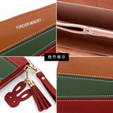 Women's Leather Purse with Contrast Zipper