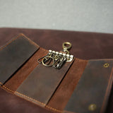 Vintage Men's Cowhide Key Bag Multi-functional Crazy Horse