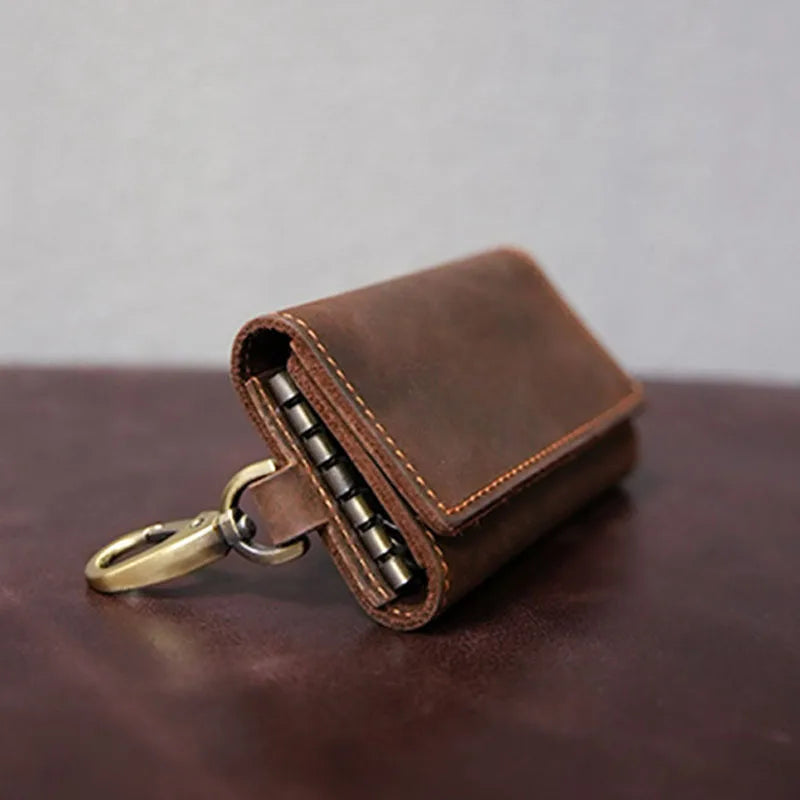 Vintage Men's Cowhide Key Bag Multi-functional Crazy Horse