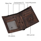 Vintage Men's Wallet with Plant Tanned Leather Anti-Theft RFID-Blocking Cowhide