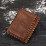 Vintage Men's Wallet with Plant Tanned Leather Anti-Theft RFID-Blocking Cowhide