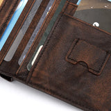 Vintage Men's Wallet with Plant Tanned Leather Anti-Theft RFID-Blocking Cowhide