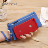 Long Cowhide Leather Wallet Large Capacity Zipper Handbag for Women