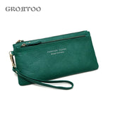 Long Cowhide Leather Wallet Large Capacity Zipper Handbag for Women
