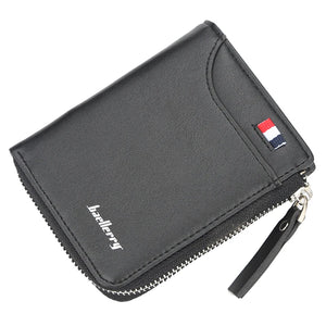 Men's Short Wallet PU Leather Zipper Coins Bag