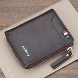 Men's Short Wallet PU Leather Zipper Coins Bag