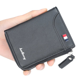 Men's Short Wallet PU Leather Zipper Coins Bag
