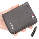 Men's Short Wallet PU Leather Zipper Coins Bag