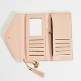 Women's Long Tassel Buckle Wallet with Love Pendant