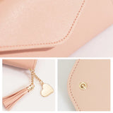 Women's Long Tassel Buckle Wallet with Love Pendant