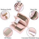 Women's Short Wallet with Contrast Zipper and Buckle