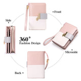 Women's Short Wallet with Contrast Zipper and Buckle