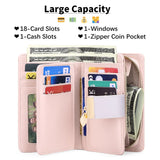 Women's Short Wallet with Contrast Zipper and Buckle