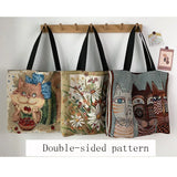 Women's Canvas Shoulder Bag Double-sided Printing Large Capacity Mother Bag