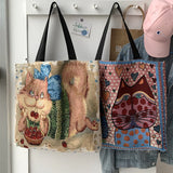 Women's Canvas Shoulder Bag Double-sided Printing Large Capacity Mother Bag