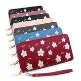 Women's Flower Print Long Wallet Zipper Bag Change Purse