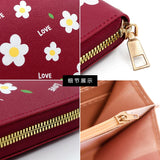 Women's Flower Print Long Wallet Zipper Bag Change Purse