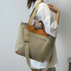 Women's Canvas Shoulder Bag with Adjustable Strap