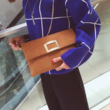Matte Leather Large Capacity Clutch Bag Chain Messenger Packet
